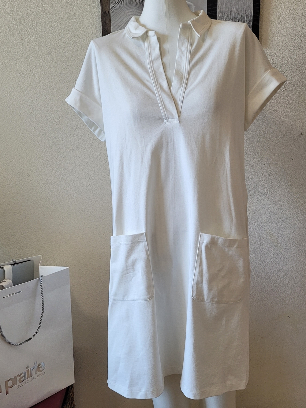 Banana Republic White Polo Tunic Dress with Front Utility Pockets Small